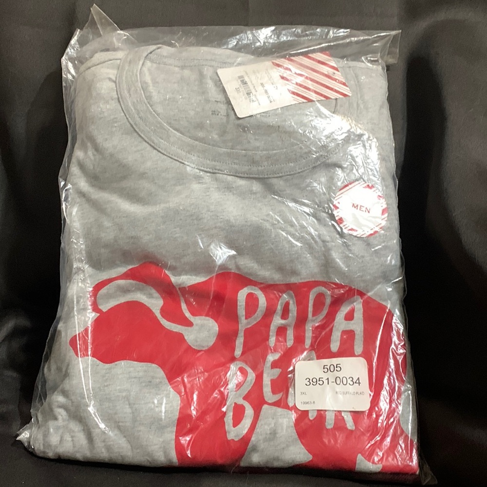 North Pole 2-piece mens buffalo plaid Papa Bear pajamas